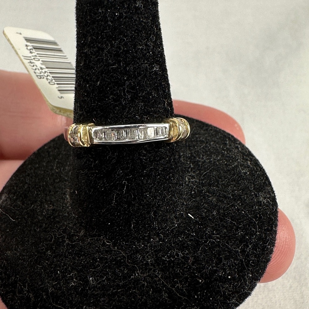 Nwt Bridge/Pave Diamond 14k White/Yellow 2.4gm Gold Engagement Ring Wedding Band